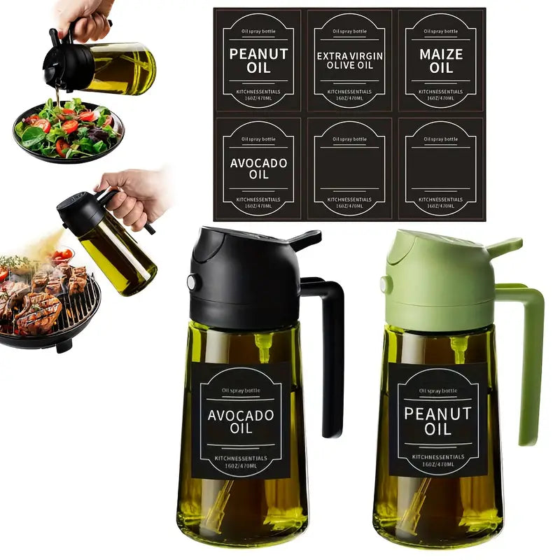 π16oz Olive Oil Dispenser - 2-in-1 Oil Bottle and Cooking Sprayer