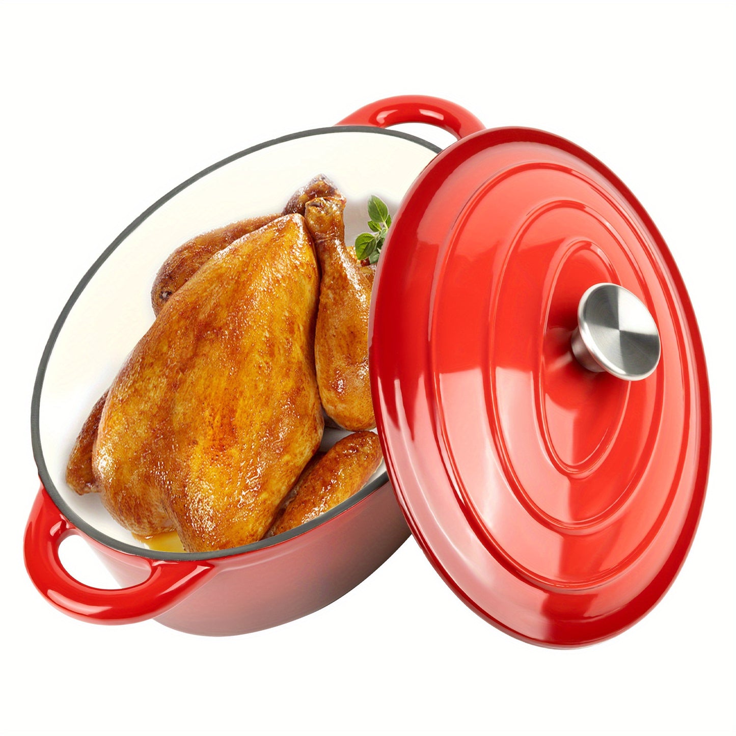 Enameled cast iron Dutch oven with lid