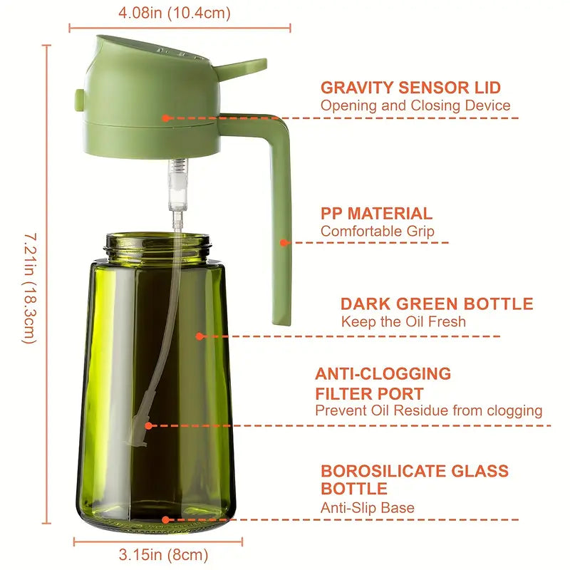 π16oz Olive Oil Dispenser - 2-in-1 Oil Bottle and Cooking Sprayer