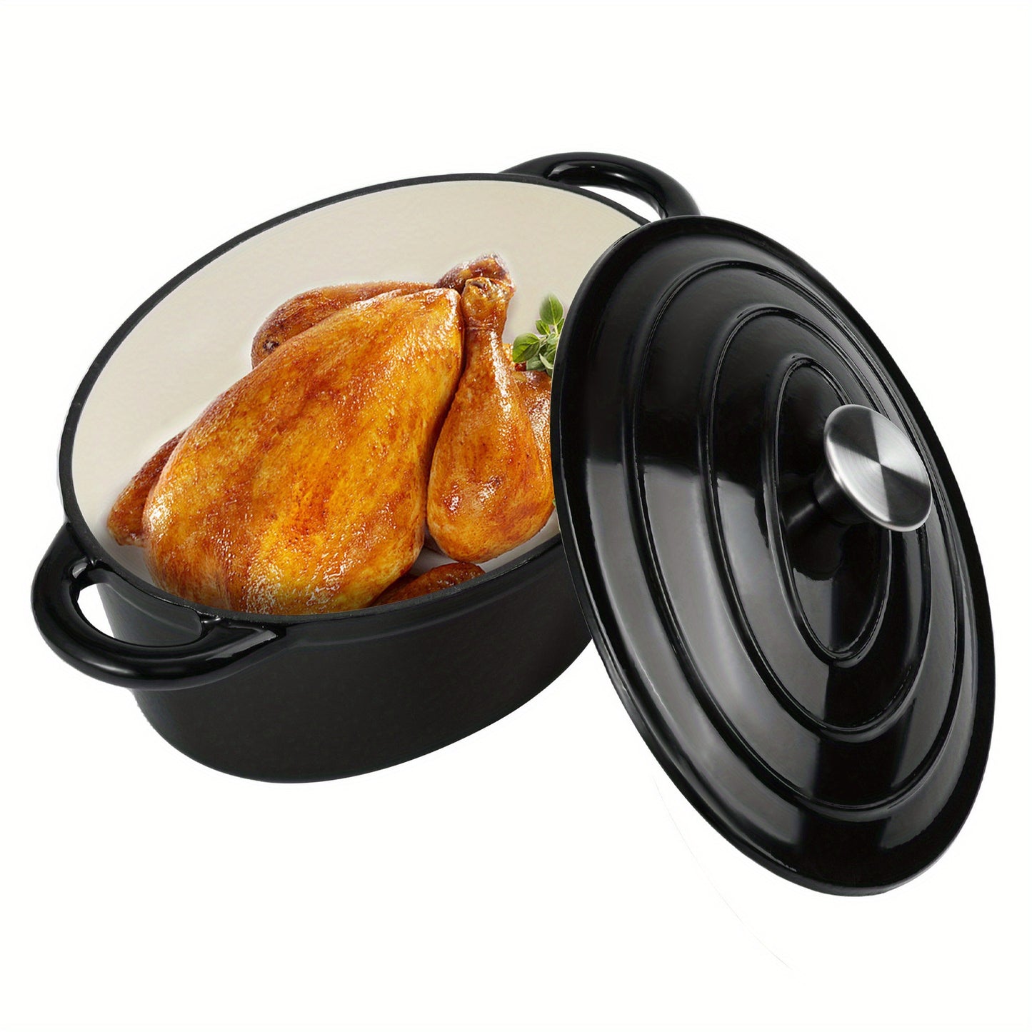 Enameled cast iron Dutch oven with lid