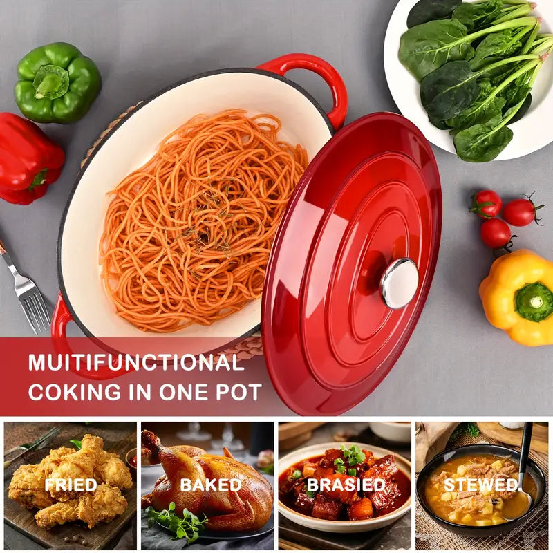 Enameled cast iron Dutch oven with lid