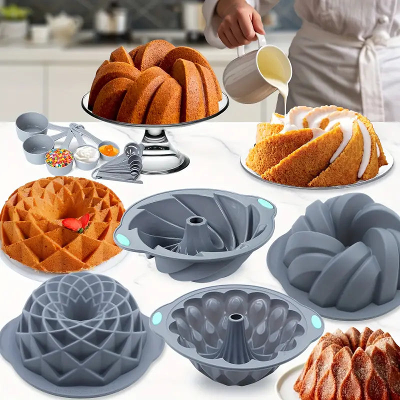 【46Pieces】Silicone Bakeware Set, Non-Stick Kitchen Oven Baking Pans