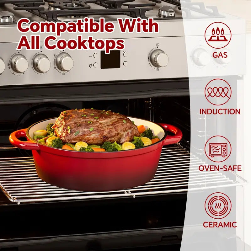 Enameled cast iron Dutch oven with lid