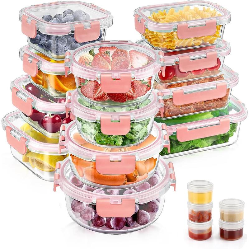 🍀【34 Piece】 Premium Borosilicate Glass Meal Prep Containers Glass