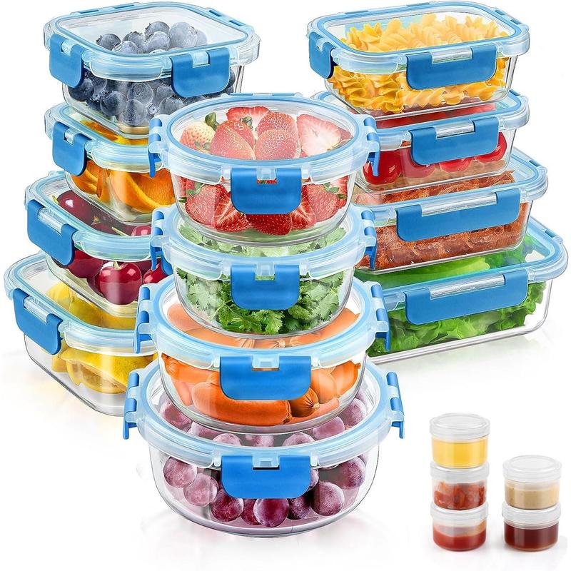 🍀【34 Piece】 Premium Borosilicate Glass Meal Prep Containers Glass