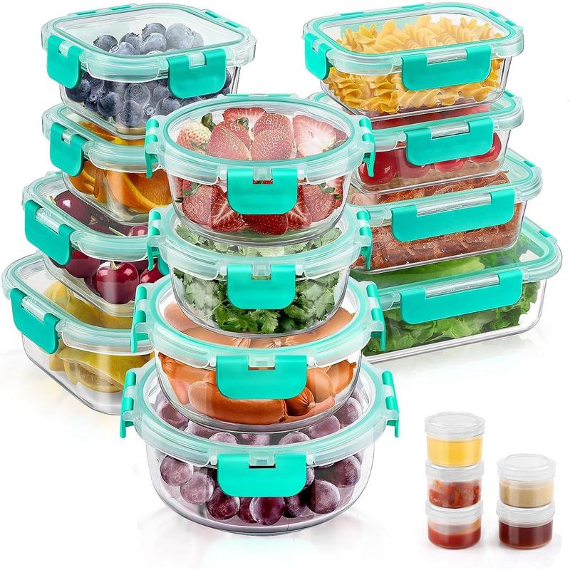 🍀【34 Piece】 Premium Borosilicate Glass Meal Prep Containers Glass