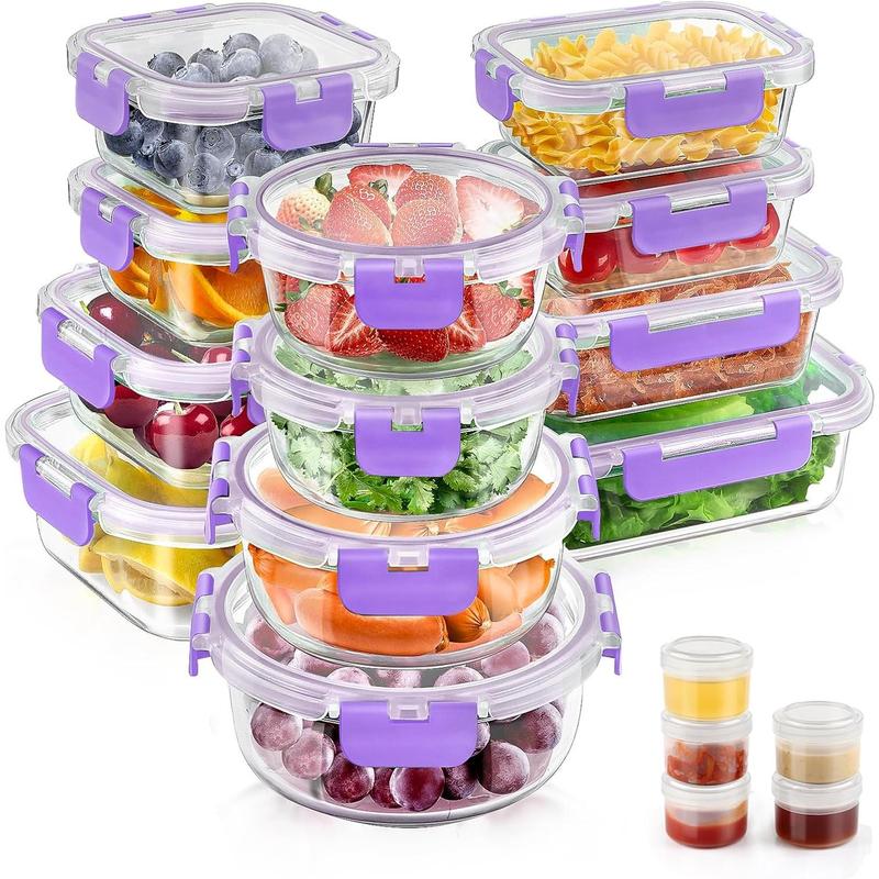 🍀【34 Piece】 Premium Borosilicate Glass Meal Prep Containers Glass