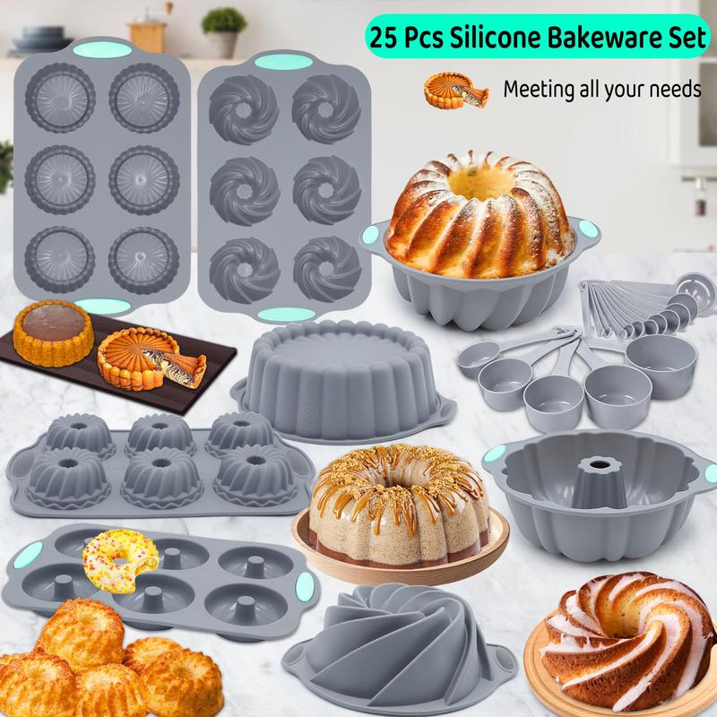 【46Pieces】Silicone Bakeware Set, Non-Stick Kitchen Oven Baking Pans