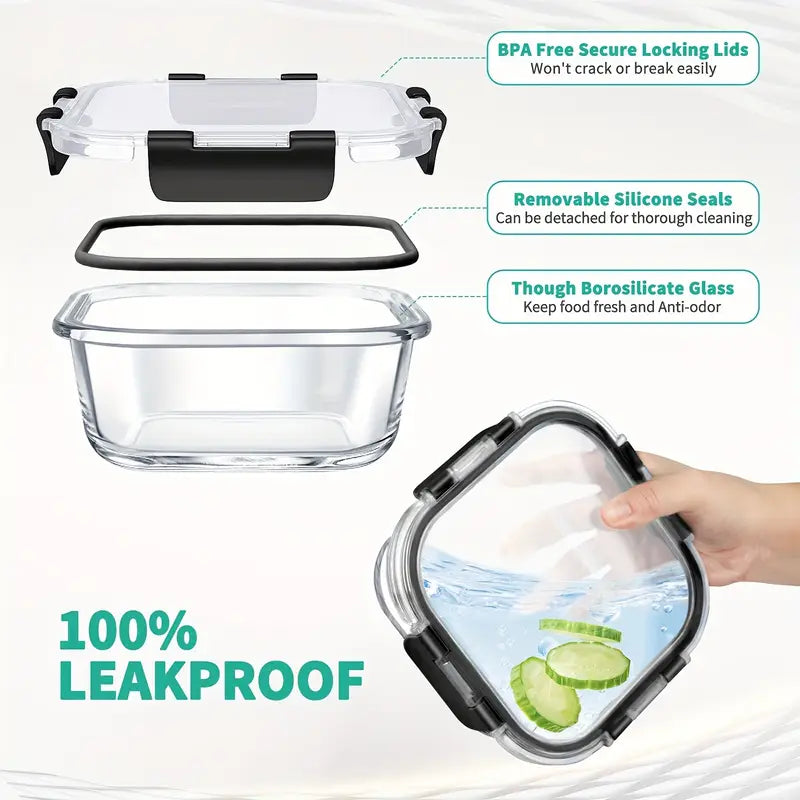 🍀【34 Piece】 Premium Borosilicate Glass Meal Prep Containers Glass