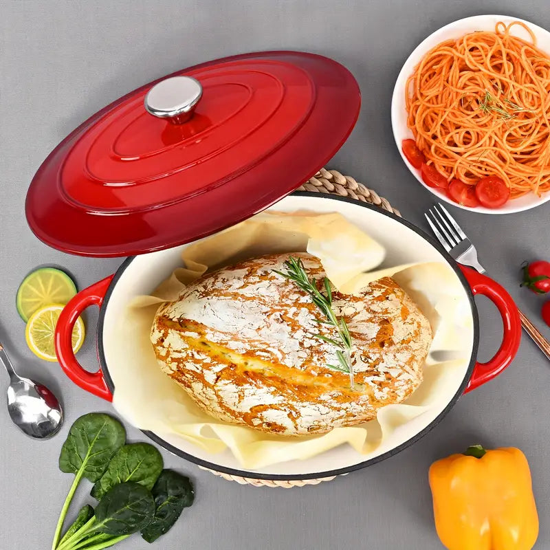 Enameled cast iron Dutch oven with lid