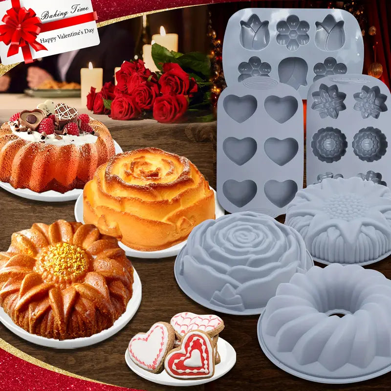 【46Pieces】Silicone Bakeware Set, Non-Stick Kitchen Oven Baking Pans